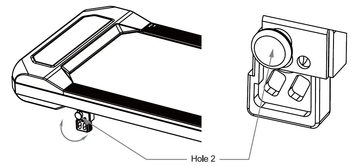 HomeTro HM1 2.5HP Walking Pad with Incline - Pull out the fixed screw, rotate the slope adjusting to make it stand vertically