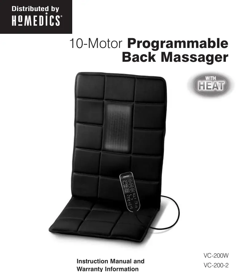Homedics 10-Motor Programmable Back Massager User Manual VC-200