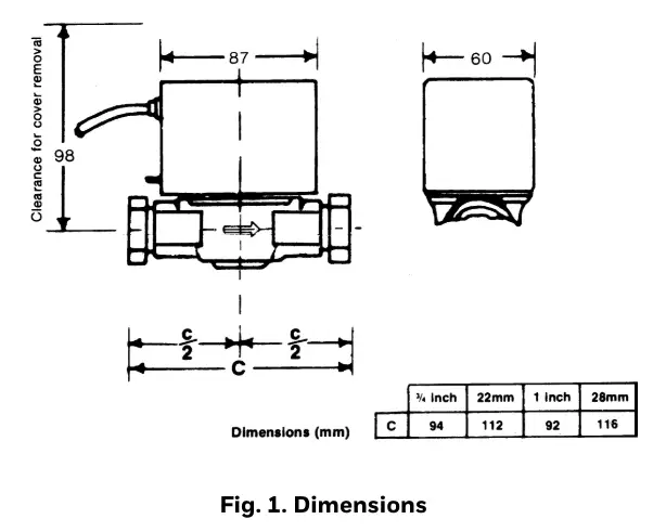 Honeywell V4043 Motorised Zone Valve - SPECIFICATIONS