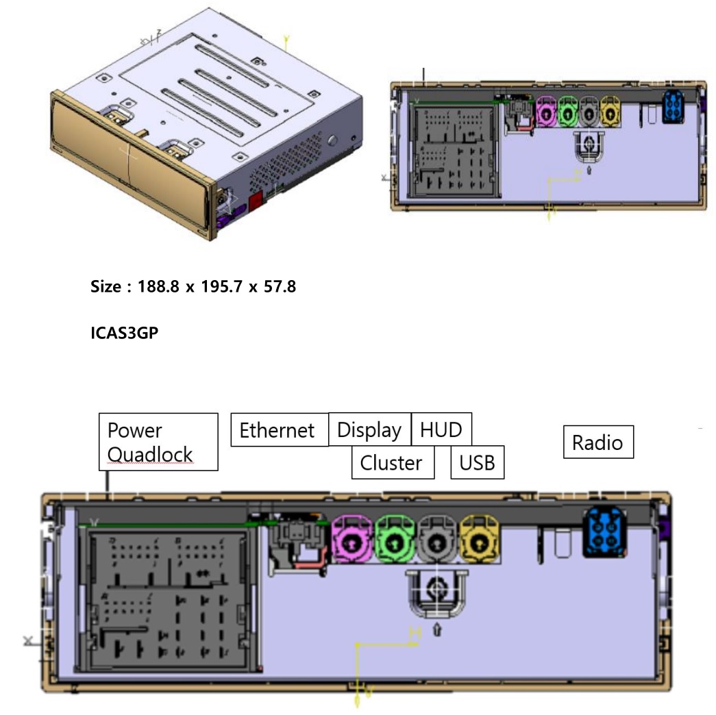 ICAS3GP VWAG Head Unit - Dimension & Rear connector information