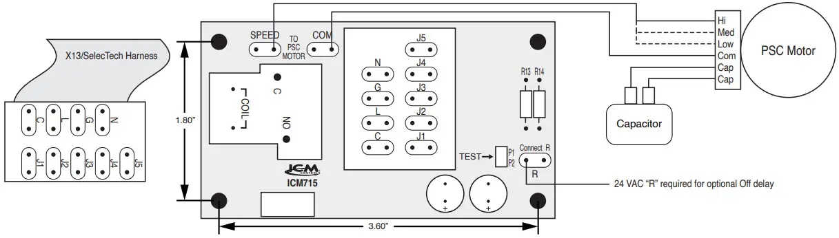 ICM CONTROLS ICM715 ECM PSC Motor Controller - Wiring Diagram