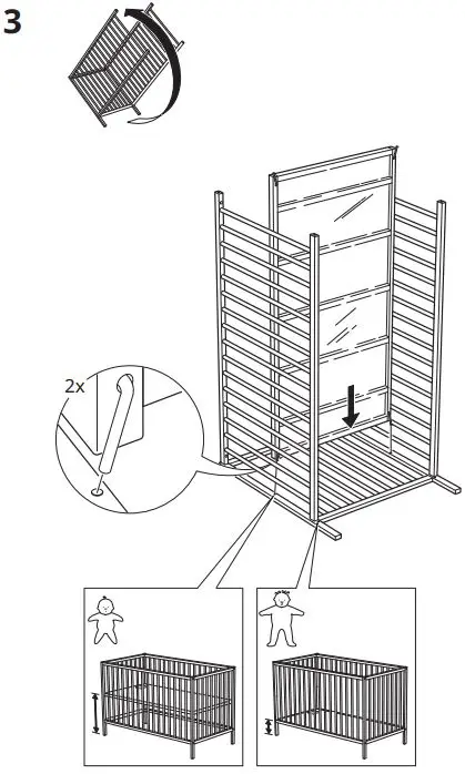 IKEA SNIGLAR Crib Beech, 27 1-2x52-FIG5