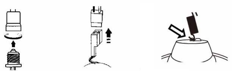 4. Screw in the E26 adaptor into
the open socket
5. Plug in the quick connector