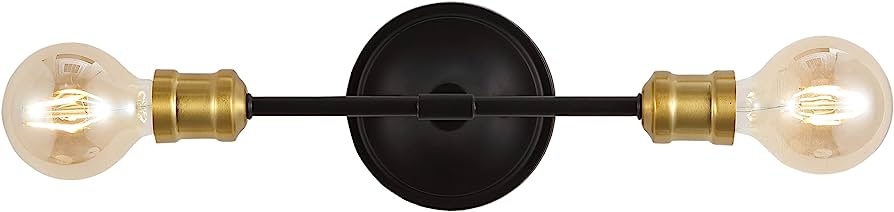 JONATHAN Y JYL7574 Jaxon 13.25 Inch 2-Light Oil Rubbed Bronze-Brass Gold Industrial Farmhouse Iron LED Vanity Light-PRODUCT