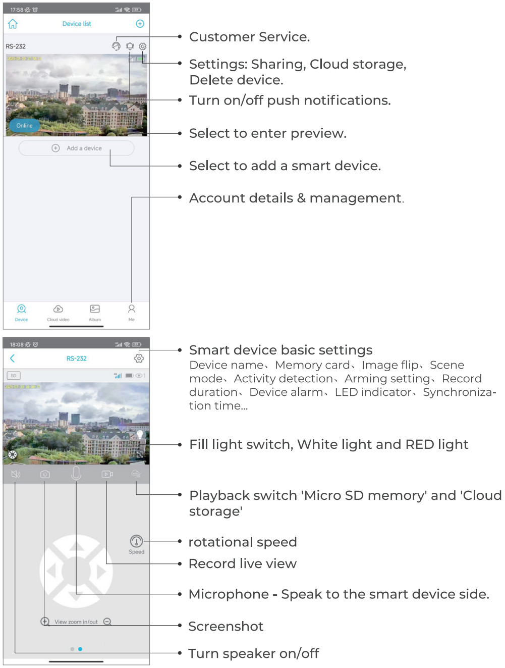 K F CONCEPT RBX S32 4G Solar Camera - App Interface