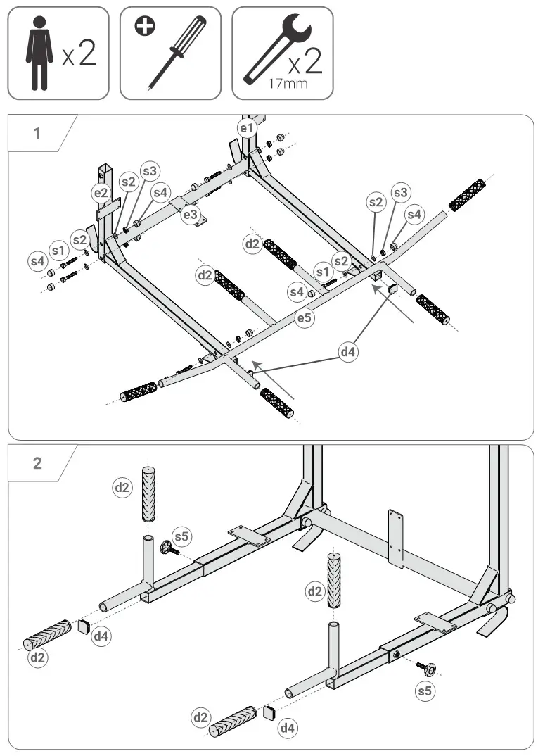 K-SPORT KSSL080-3 Pole Trees Jaw Pull with Dip Stand - Installation 1-2
