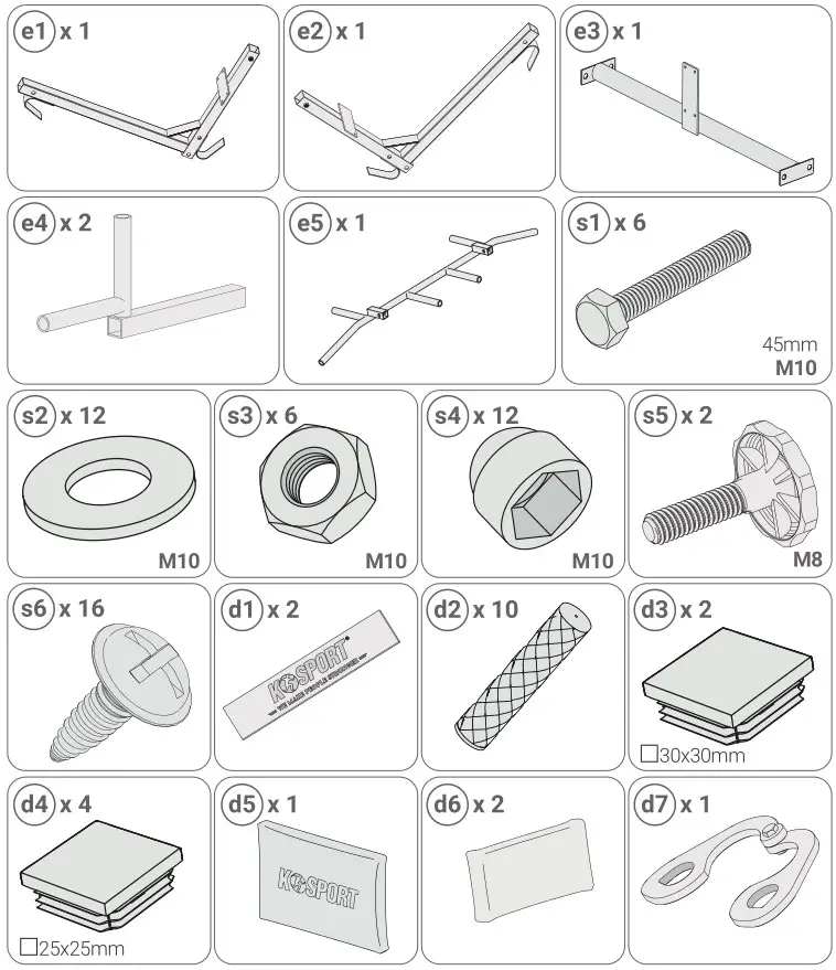 K-SPORT KSSL080-3 Pole Trees Jaw Pull with Dip Stand - Parts