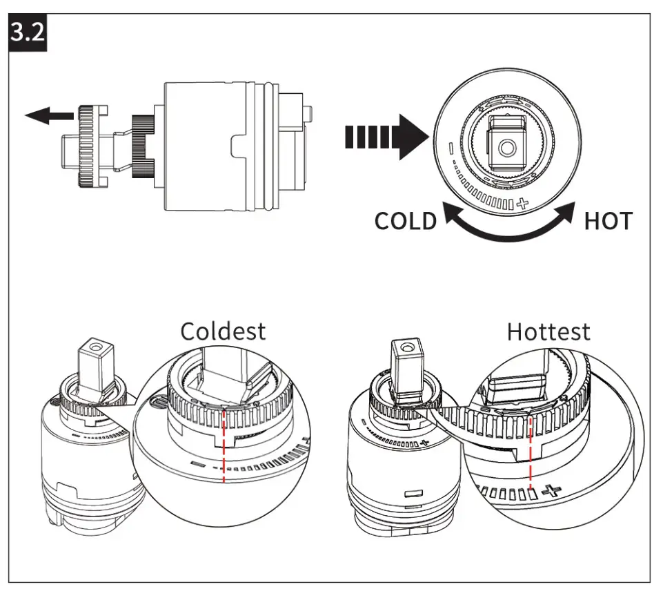 KES XB6300-BK Black Shower Faucet Set Shower System with Tub Spout - ADJUST TEMPERATURE LIMIT STOP 2