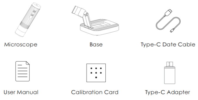 KMDES WTM W1 B USB Digital Electron Microscope - Packing List