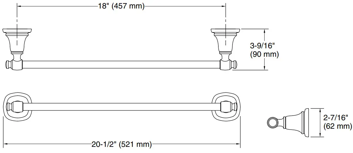 KOHLER K-REC27899 Florez 18 in Vibrant Brushed Nickel Wall Mount Single Towel Bar - Finishes