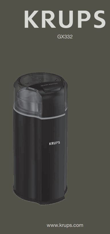KRUPS GX332 Silent Vortex Electric Grinder Instruction Manual