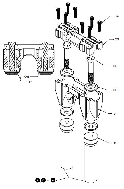 Kraus-UN-ISO-68-A-Solid-Mount-Isolated-and-Pullback-Handlebar-Risers-FIG-1