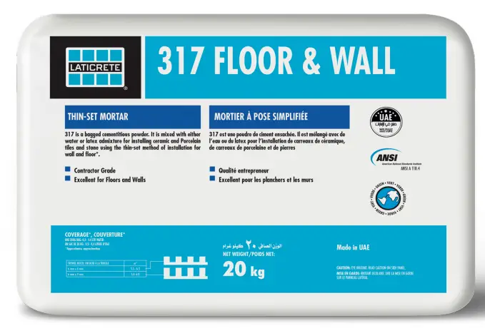 LATICRETE 317 Floor and Wall Thin Set Mortar - Fig 1