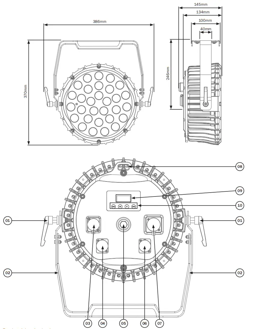 LEDJ310 Spectra Par 30Q8 PRO Exterior Fixture - Technical specifications