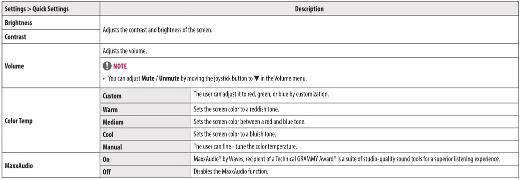 LG LED Monitor applies LCD screen with LED backlights - Quick Settings