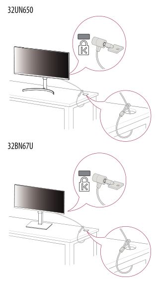 LG LED Monitor applies LCD screen with LED backlights - Using the Kensington Lock