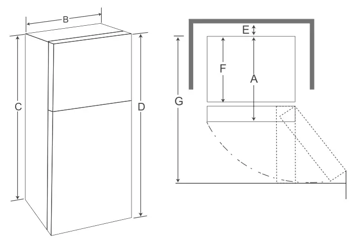 LG LT13C2000V Top Freezer Refrigerator - Clearances
