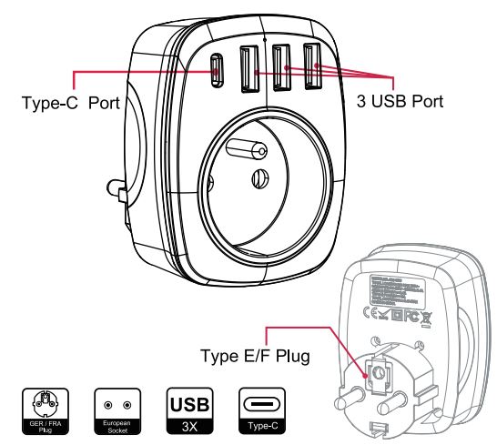 Lencent-WL-030F-C3UMulti-Socket-USB-Charger-or-Plug-FIG-1