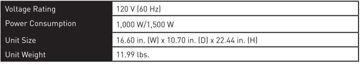 LifeSmart Infrared Heater - Specifications