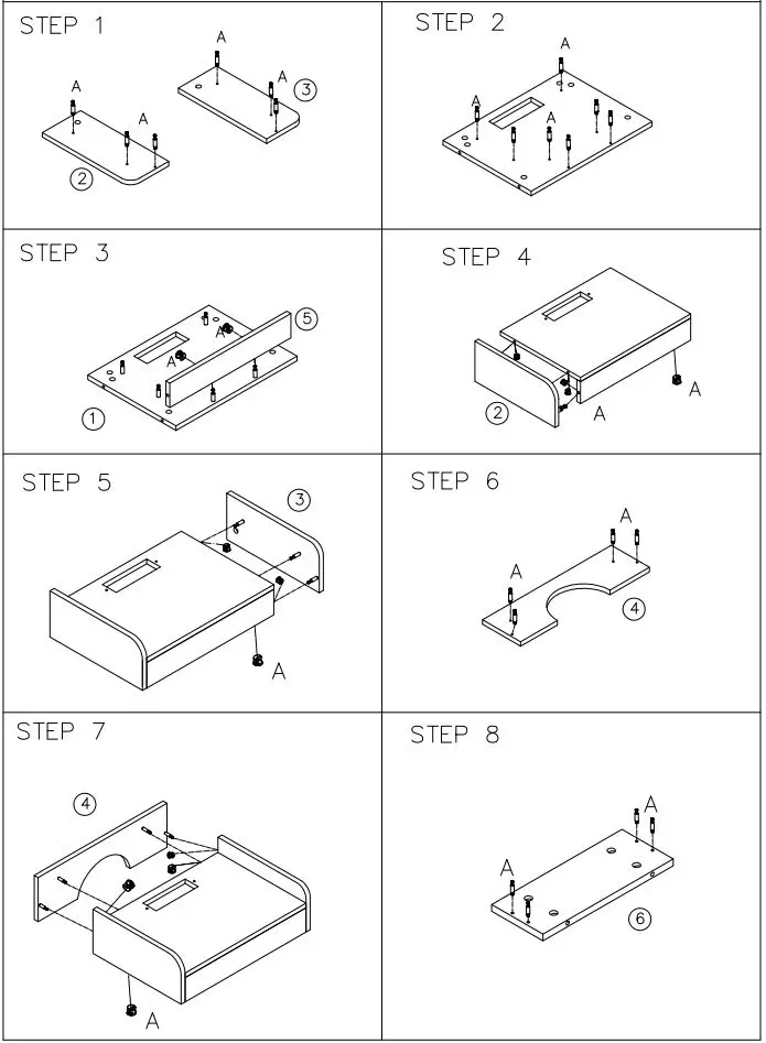 MABOR WF292397 2-Drawer Black Nightstand with USB Ports Instruction Manual - ASSEMBLY INSTRUCTIONS