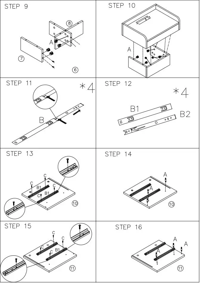 MABOR WF292397 2-Drawer Black Nightstand with USB Ports Instruction Manual - ASSEMBLY INSTRUCTIONS