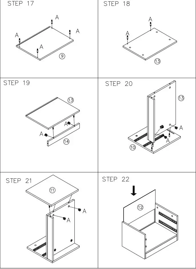 MABOR WF292397 2-Drawer Black Nightstand with USB Ports Instruction Manual - ASSEMBLY INSTRUCTIONS