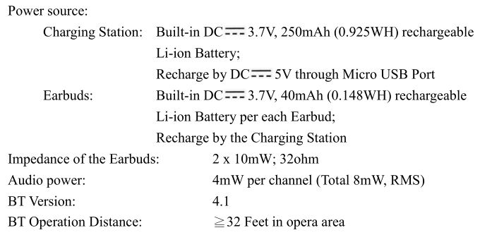 MAGNAVOX MBH530 Wireless Stereo Earphones - GENERAL SPECIFICATIONS