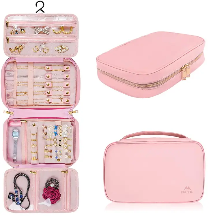 MATEIN-1247PNK-Travel-Jewelry-Hanging-Leather-Carrying-Storage-Bag-product