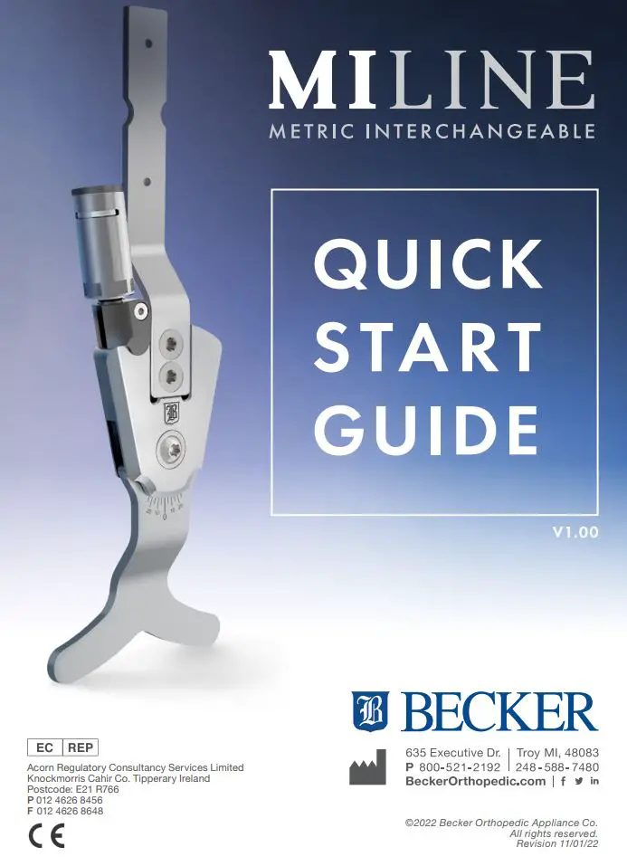 MILINE Standard Action Ankle Joint User Guide