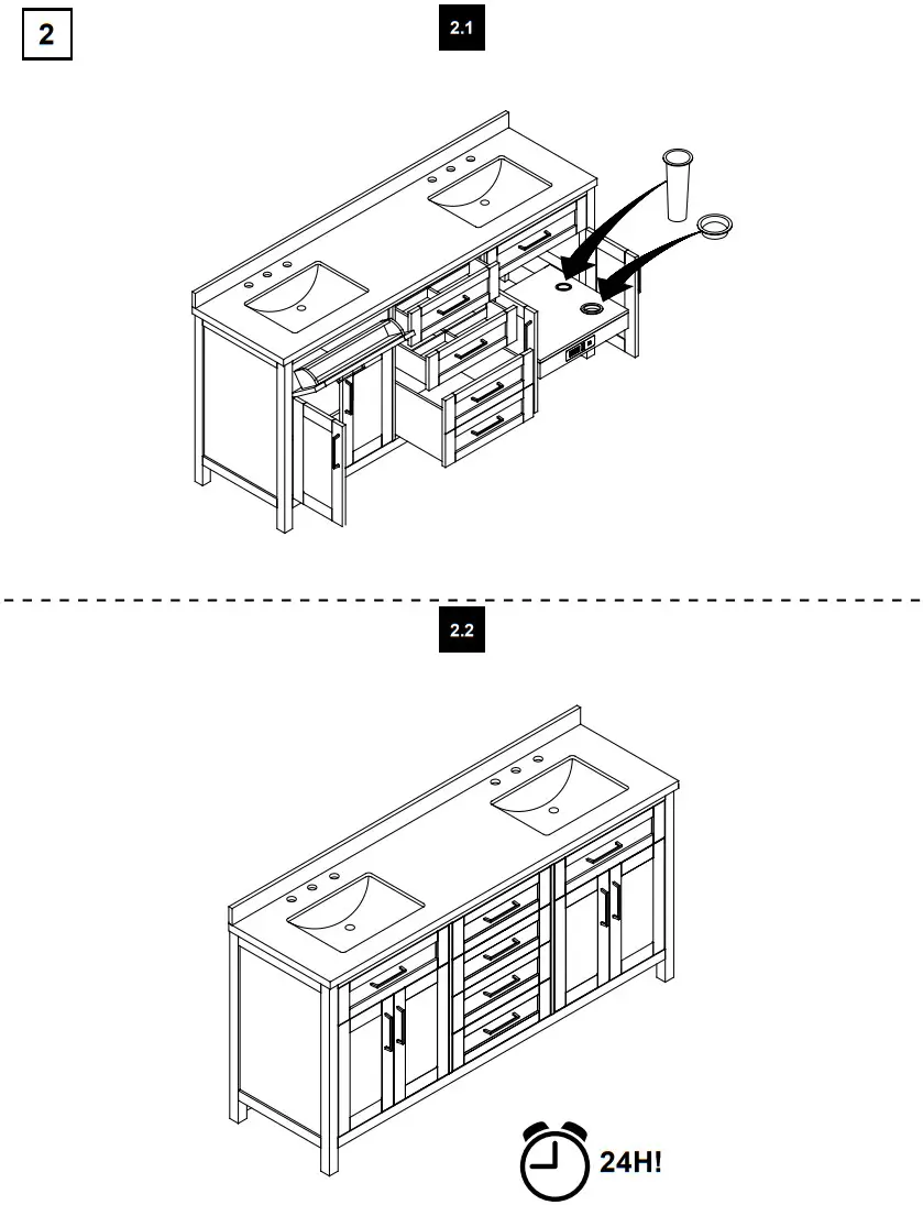 MISENO Tahoe 72 Inch Free Standing - INSTALLATION 2