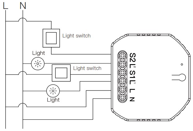 MOES MS 104BZ Smart Switch Module - WIRING DIAGRAM 1