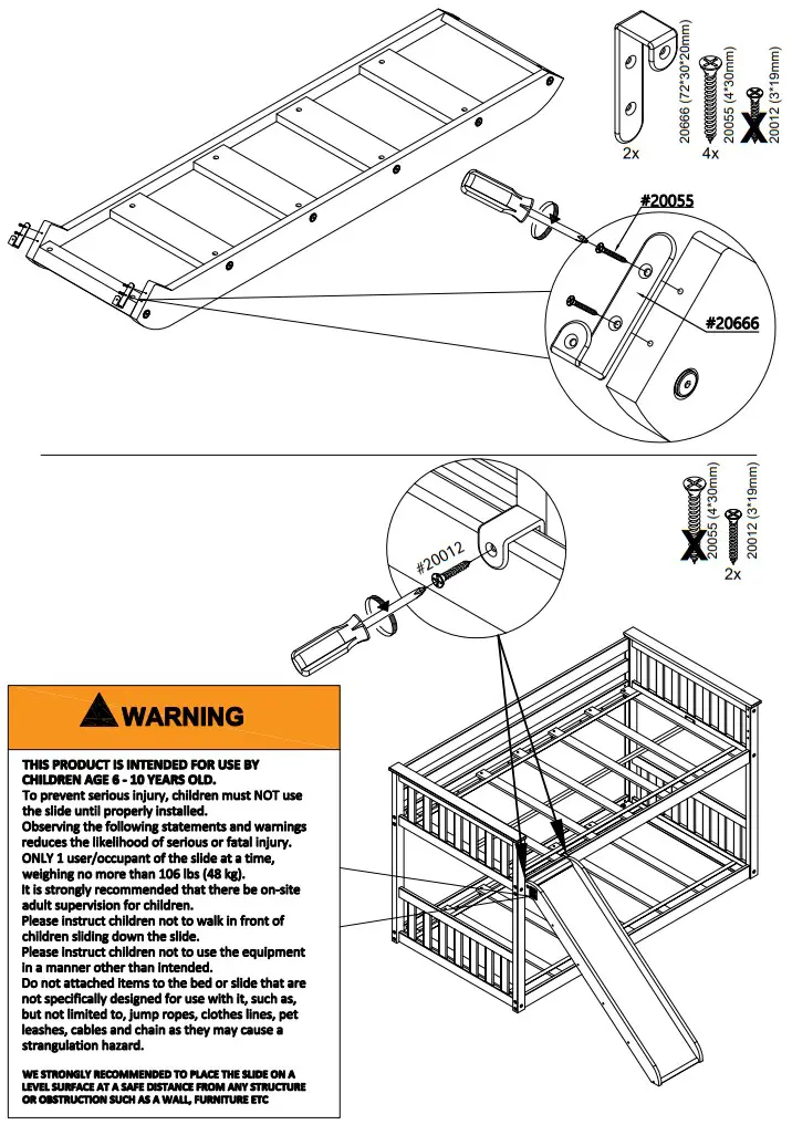 Maxwood WML30039 Max and Lily Twin Over Twin Low Bunk with Slide and Ladder - Parts 18