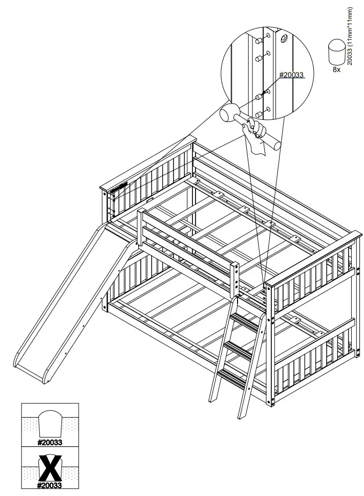 Maxwood WML30039 Max and Lily Twin Over Twin Low Bunk with Slide and Ladder - Parts 24