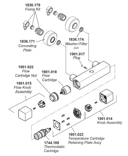Mira Honesty ERD Bar Valve and Fittings Spare Parts 1