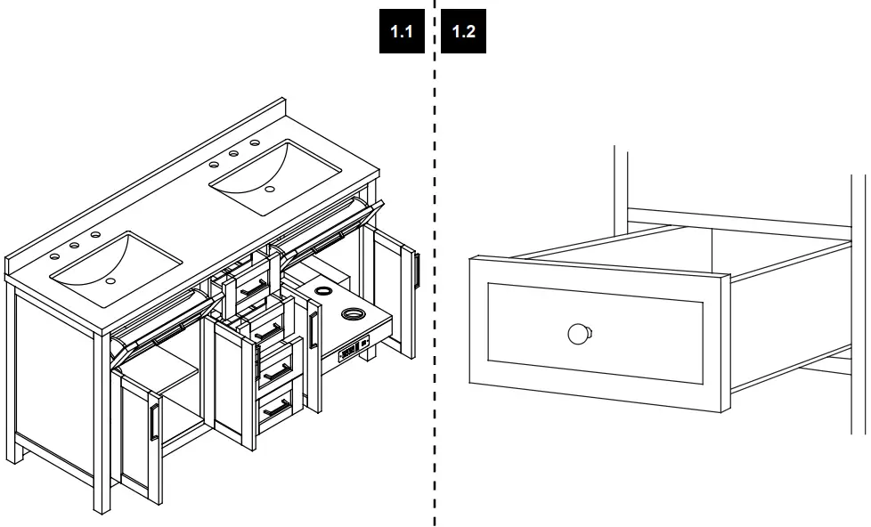 Miseno MV-TAHB60-15VKC-059FY Tahoe 60 Inch Free Standing - DRAWER