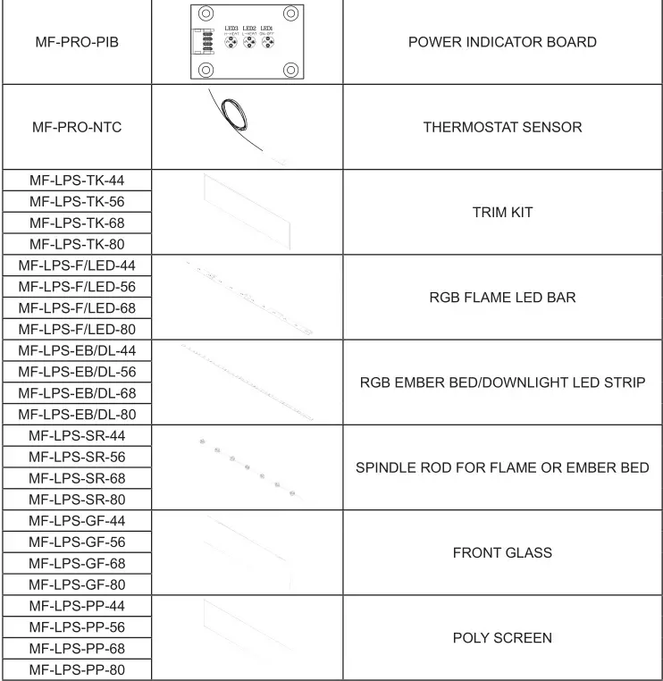 Modern Flames Linear Landscape Pro Slim Electric Fireplace - SERVICE PARTS 2