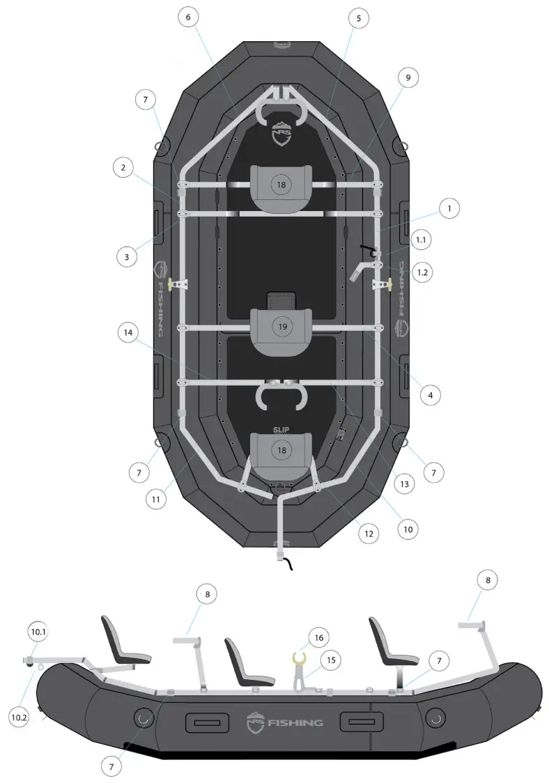 NRS Slipstream 120 Fishing Raft Packages - STANDARD PACKAGE PARTS
