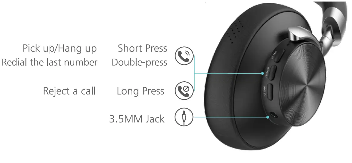 NUKied A999-CW11 Active Noise Cancellation Wireless Headphones 5