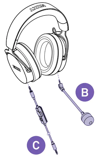 Connect the Microphone and Audio Cable to the headset