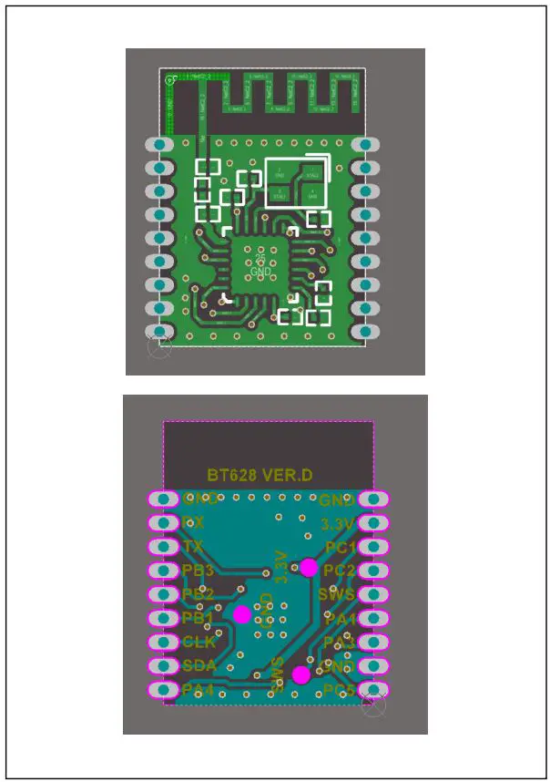 Nebula Electronic Technology QZBT628 PBC BLE Module Instruction Manual - PCB Layout