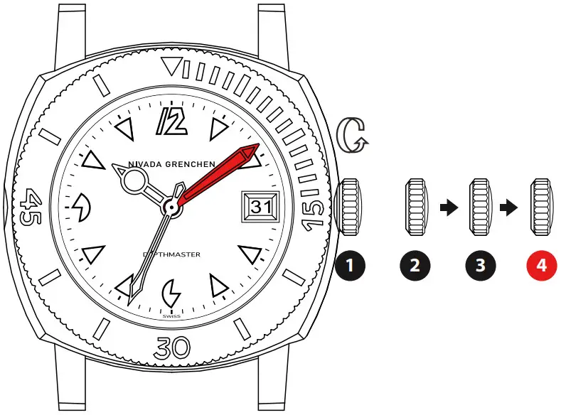 Nivada Grenchen Depthmaster Pacman Re Edition Dive Watch - Setting the time