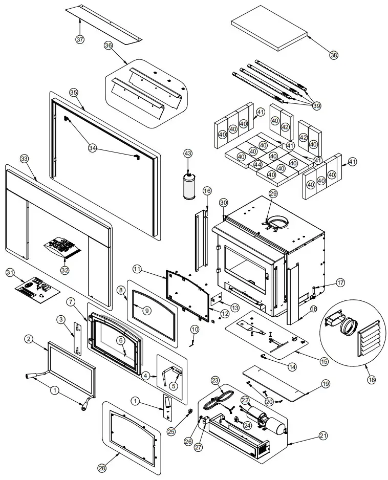 OSBURN OB02016 Wood Burning Insert - parts59