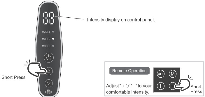 OTO EM 850 Wireless E Mag Device - Intensity selection
