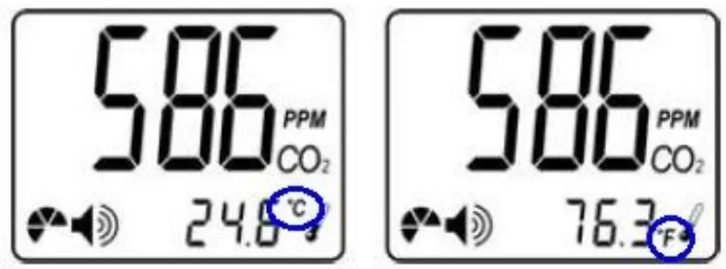 PCE Instruments PCE-WMM 50 CO2 Analyzer - Change the temperature unit