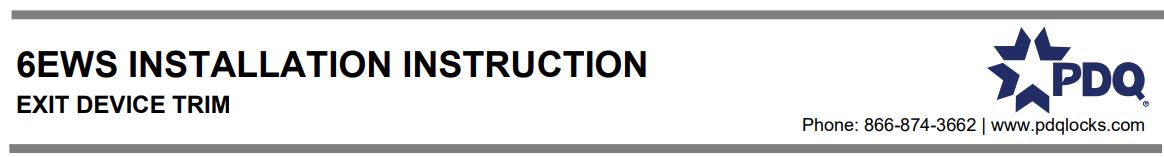 PDQ OE-9705 6EWS Electrified Exit Device Trim Instruction Manual