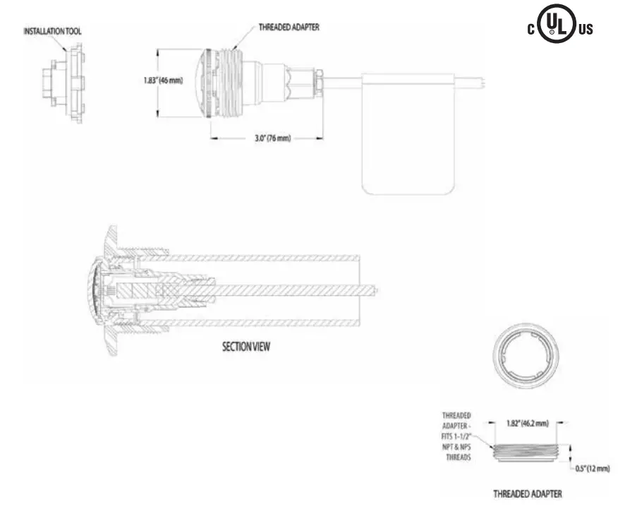 PENTAIR 620424 MicroBrite Color and White LED Light - Dimensions
