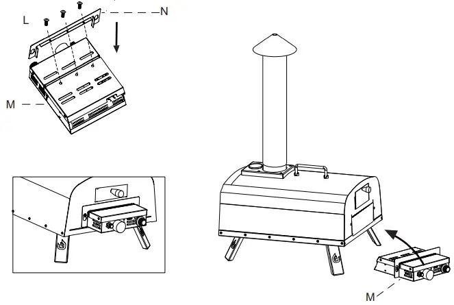 PIZZELLO PEL II Outdoor Pizza Oven - burner’s hangingPIZZELLO PEL II Outdoor Pizza Oven - burner’s hanging