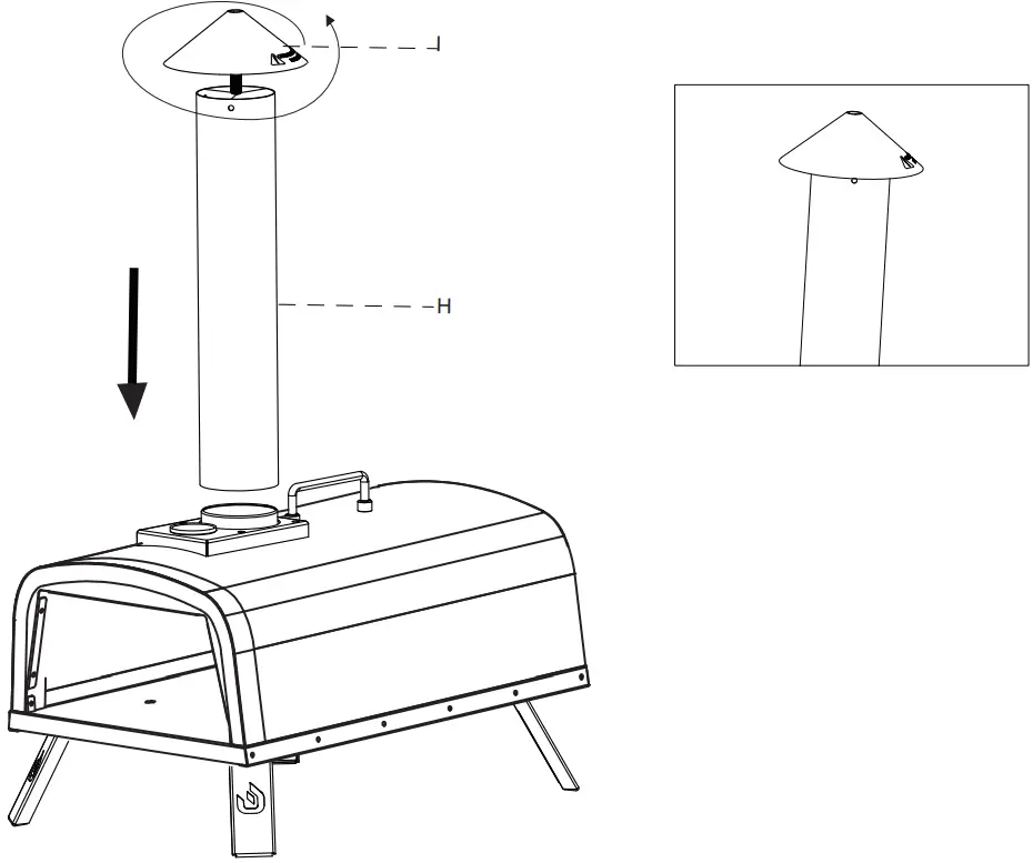 PIZZELLO PEL II Outdoor Pizza Oven - chimney
