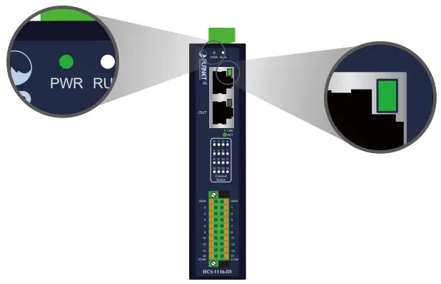 PLANET IECS 1116 DI Industrial EtherCAT Slave I O Module with Isolated 16 ch Digital Input Output - plate mounting3