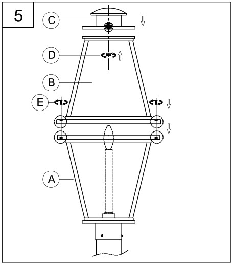 PROGRESS LIGHTING P540107 Textured Outdoor Post Lantern - Assembly Instructions 5